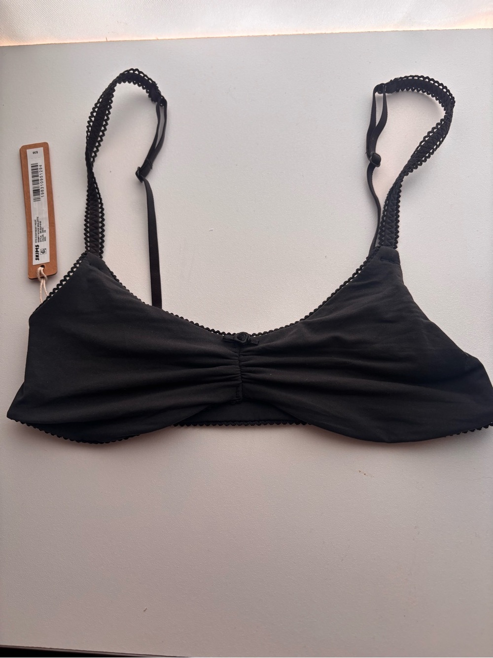 SKIMS Black Wireless Bralette with Decorative Straps